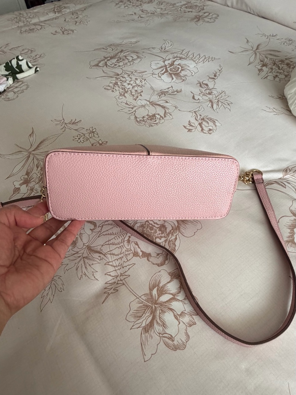 Anne Klein Blush Pink Crossbody Bag with Gold Hardware - Picture 5 of 5